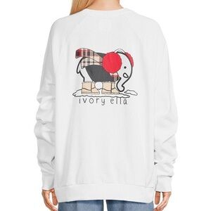 Ivory Ella Women's White Sweater with Red and Black Design | Size M
